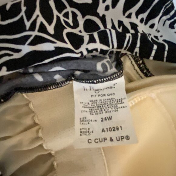 NWOT It Figures! One Piece Ruched Front A10291 24 Black Swimsuit - Picture 7 of 8